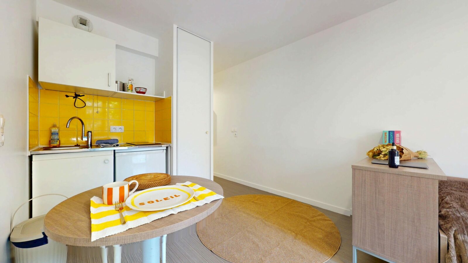 kitchenette d'un studio résidence jeunes actifs Philippe Auguste à Vincennes - ARPEJ